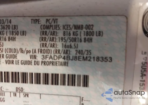 2014 Ford Fiesta Se z USA, uszkodzony, nr VIN 3FADP4BJ8EM218353